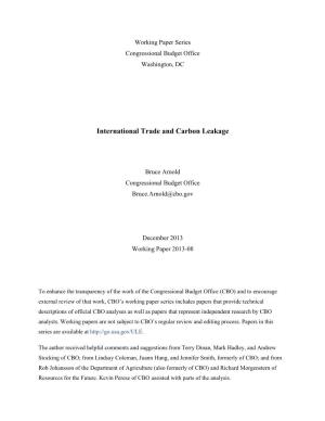 International Trade and Carbon Leakage