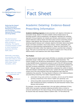 Academic Detailing Fact Sheet • April 2, 2009