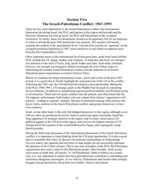 Section Two the Israeli-Palestinian Conflict: 1967-1993
