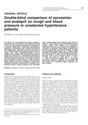 Double-Blind Comparison of Eprosartan and Enalapril on Cough and Blood Pressure in Unselected Hypertensive Patients