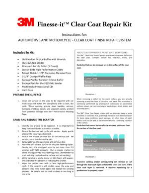 Clear Coat Finish Repair System