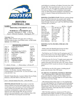 Hofstra Football, 2006