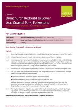 Dymchurch Redoubt to Lower Leas Coastal Park, Folkestone Coastal Access: Camber to Folkestone - Natural England’S Proposals
