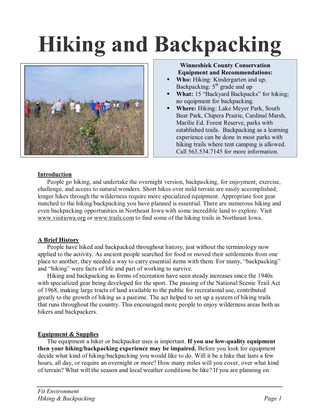 Hiking and Backpacking