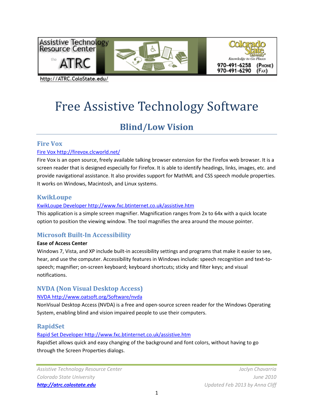 Free Assistive Technology Software