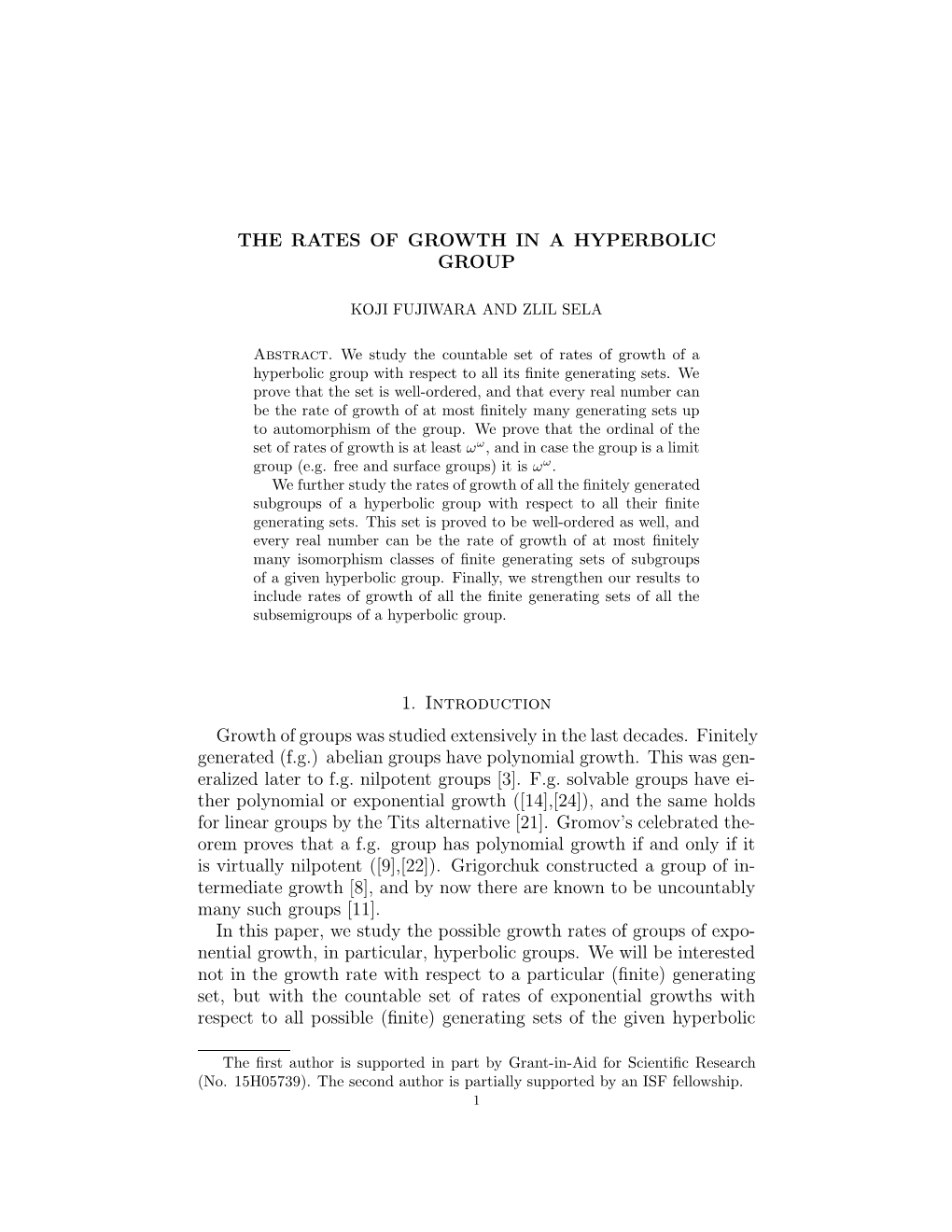 The Rates of Growth in a Hyperbolic Group 11