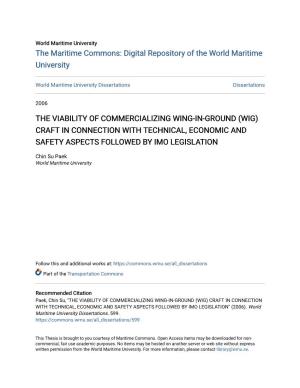 Wig) Craft in Connection with Technical, Economic and Safety Aspects Followed by Imo Legislation