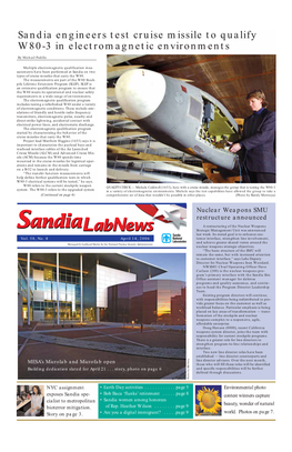 Sandia Engineers Test Cruise Missile to Qualify W80-3 in Electromagnetic Environments