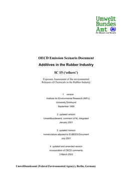 OECD Emission Scenario Document Additives in the Rubber Industry IC 15