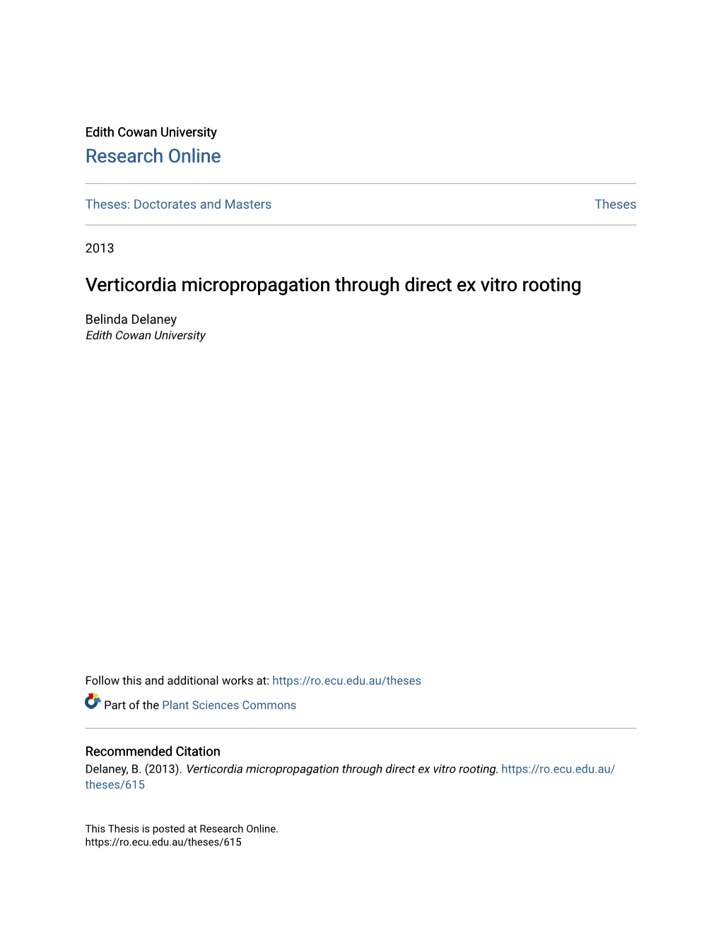 Verticordia Micropropagation Through Direct Ex Vitro Rooting