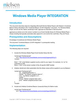 Windows Media Player INTEGRATION