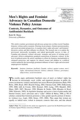Men's Rights and Feminist Advocacy in Canadian Domestic Violence