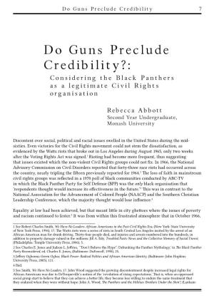 Do Guns Preclude Credibility?: Considering the Black Panthers As a Legitimate Civil Rights Organisation