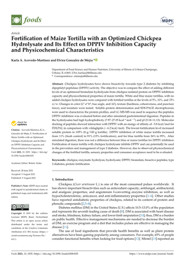 Fortification of Maize Tortilla with an Optimized Chickpea Hydrolysate