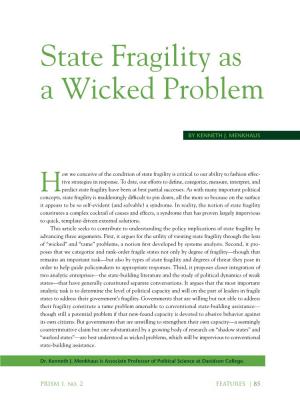 State Fragility As a Wicked Problem