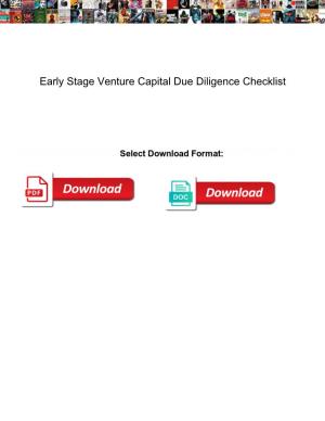 Early Stage Venture Capital Due Diligence Checklist