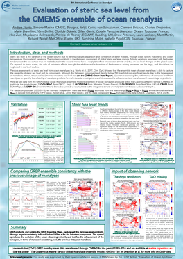 Introduction, Data, and Methods Validation Steric Sea Level Trends