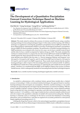 The Development of a Quantitative Precipitation Forecast Correction Technique Based on Machine Learning for Hydrological Applications