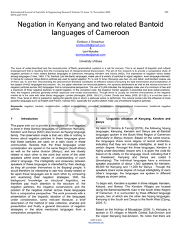 Negation in Kenyang and Two Related Bantoid Languages of Cameroon