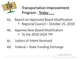 Transportation Improvement Program - Today