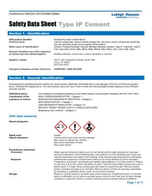 Safety Data Sheet Type IP Cement