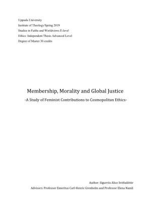 Membership, Morality and Global Justice -A Study of Feminist Contributions to Cosmopolitan Ethics