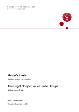 The Segal Conjecture for Finite Groups a Beginner’S Guide