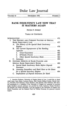 Bank Insolvency Law Now That It Matters Again