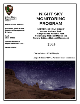 Night Sky Monitoring Program for the Southeast Utah Group, 2003