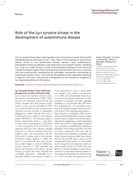 Role of the Lyn Tyrosine Kinase in the Development of Autoimmune Disease