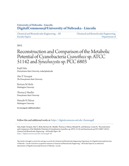 Reconstruction and Comparison of the Metabolic Potential of Cyanobacteria Cyanothece Sp