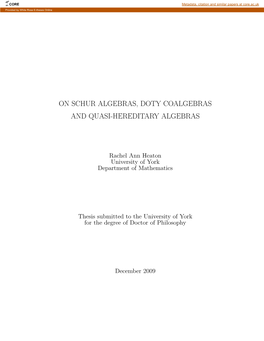 On Schur Algebras, Doty Coalgebras and Quasi-Hereditary Algebras
