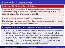 Stat 609: Mathematical Statistics Lecture 24