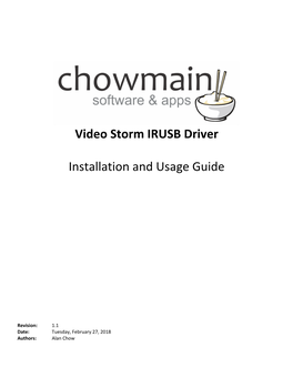 Video Storm IRUSB Driver Installation and Usage Guide