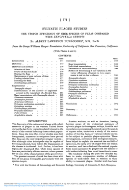 Sylvatic Plague Studies. the Vector Efficiency of Nine Species of Fleas