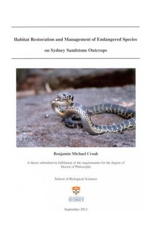 Habitat Restoration and Management of Endangered Species on Sydney Sandstone Outcrops