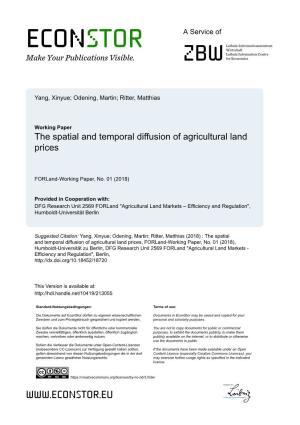The Spatial and Temporal Diffusion of Agricultural Land Prices