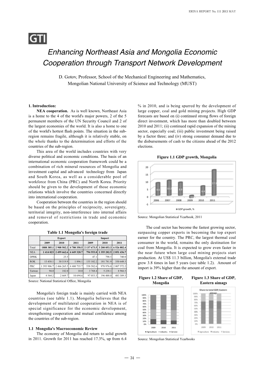 Enhancing Northeast Asia and Mongolia Economic Cooperation Through Transport Network Development