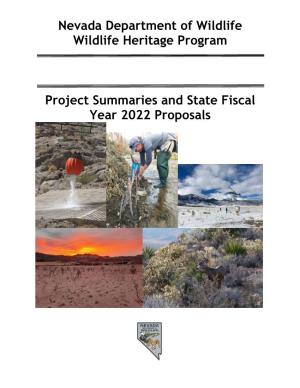 Nevada Department of Wildlife Wildlife Heritage Program Project