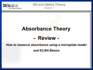 Absorbance Theory - Review - How to Measure Absorbance Using a Microplate Reader Farayandand ELISA Basics OD and Optics Theory Module 1