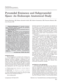 Pyramidal Eminence and Subpyramidal Space: an Endoscopic Anatomical Study