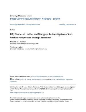 Fifty Shades of Leather and Misogyny: an Investigation of Anti- Woman Perspectives Among Leathermen