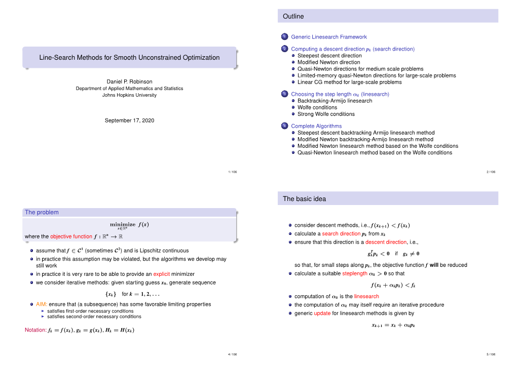 Line-Search Methods for Smooth Unconstrained Optimization