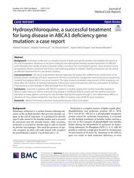 Hydroxychloroquine, a Successful