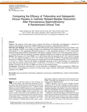Comparing the Efficacy of Tolterodine and Gabapentin Versus Placebo In