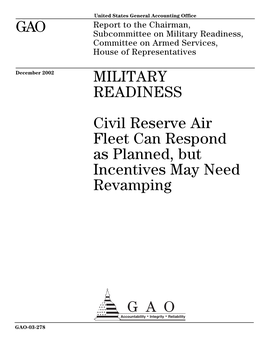 GAO-03-278 Military Readiness: Civil Reserve Air Fleet Can Respond As