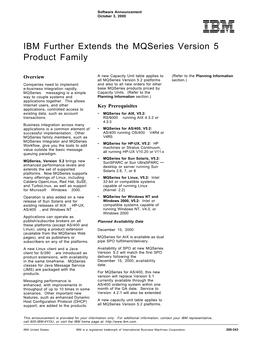 IBM Further Extends the Mqseries Version 5 Product Family