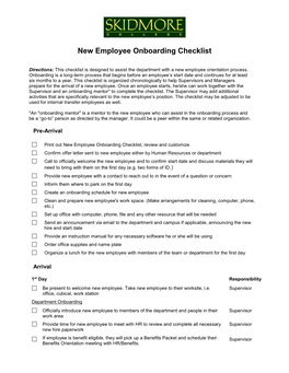 New Employee Onboarding Checklist
