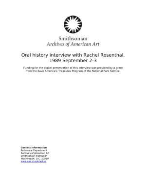 Oral History Interview with Rachel Rosenthal, 1989 September 2-3