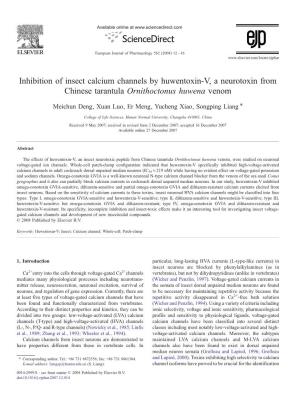 Inhibition of Insect Calcium Channels by Huwentoxin-V, a Neurotoxin From